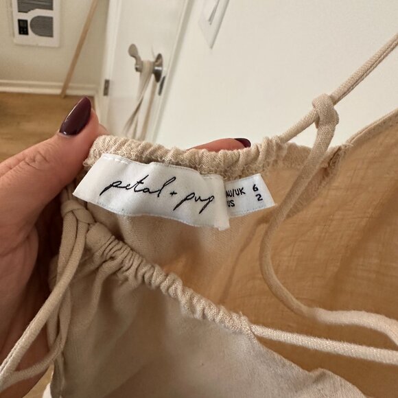 Petal and Pup Beige Strappy Mini Dress - Picture 3 of 3